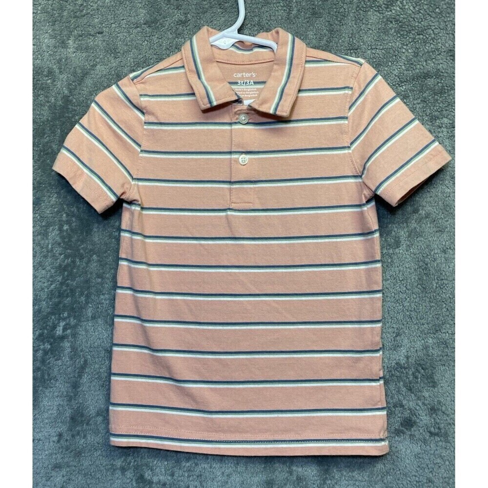 Carters Toddler Boys Striped Short Sleeve Polo Multicolored Sz 3T